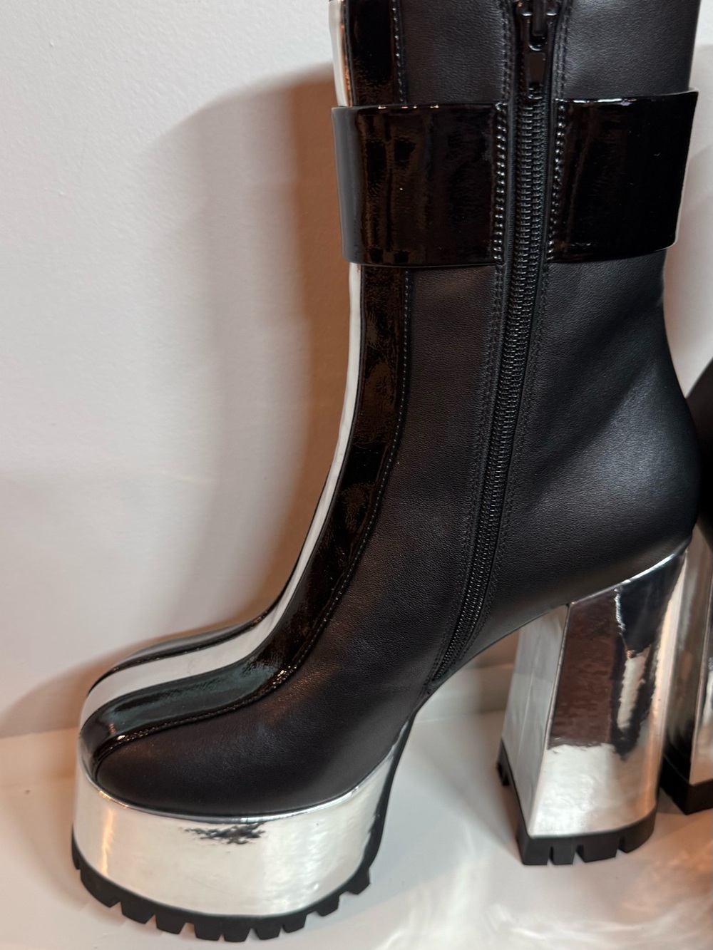 Jeffrey Campbell silver and black platform boots - Picture 5 of 7